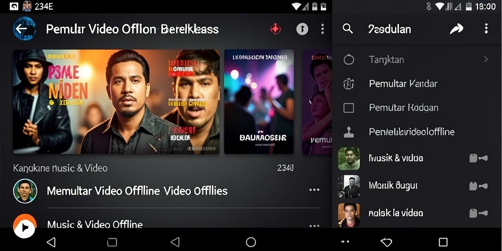 Antarmuka aplikasi Pemutar Video Offline 234E yang sederhana dan intuitif.