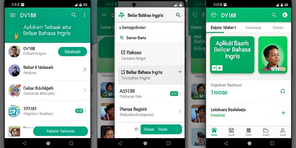 Tampilan antarmuka aplikasi DV188 untuk belajar Bahasa Inggris.