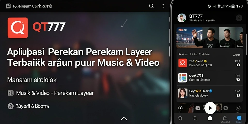 Tampilan antarmuka QT777 saat merekam layar dengan fitur lengkap.