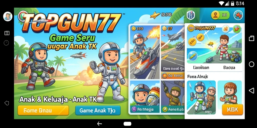 Antarmuka menarik dari aplikasi Game Anak TK TOPGUN77.