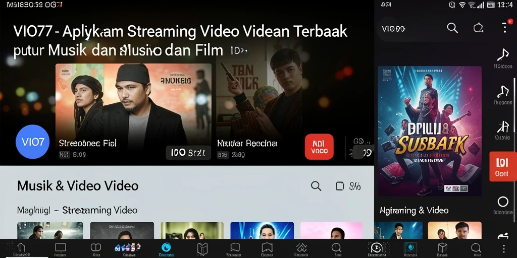Antarmuka aplikasi VIO77 yang menampilkan fungsi Streaming Video.